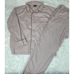 Diplomat Men's 2X 2 Piece Pajama Set Lightweight Long Sleeve Maroon White Stripe